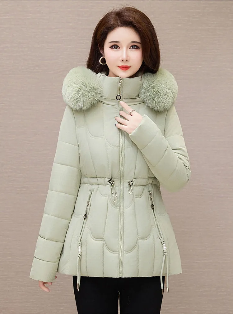 Stylish Water-Resistant Women's Puffer Coat with Faux Fur Collar