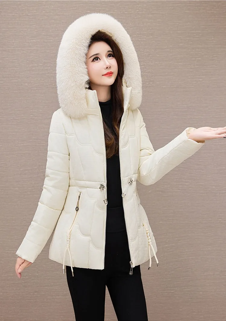 Stylish Water-Resistant Women's Puffer Coat with Faux Fur Collar