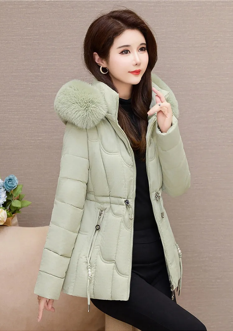 Stylish Water-Resistant Women's Puffer Coat with Faux Fur Collar