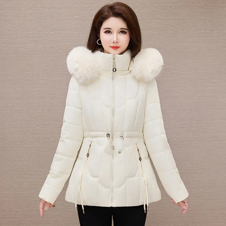 Stylish Water-Resistant Women's Puffer Coat with Faux Fur Collar