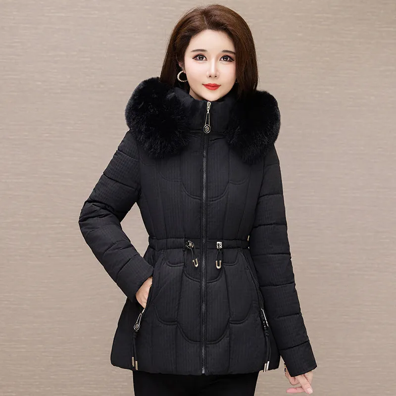 Stylish Water-Resistant Women's Puffer Coat with Faux Fur Collar