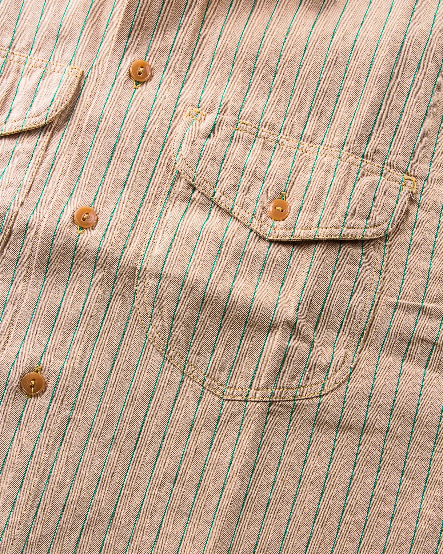 Sugar Cane & Co. Coke Stripe Short Sleeve Open Shirt