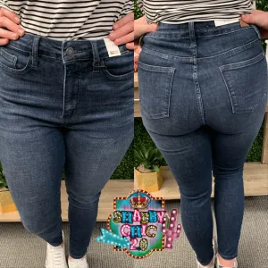 Super Dark Clean Control Top Skinny Judy Blue Jeans