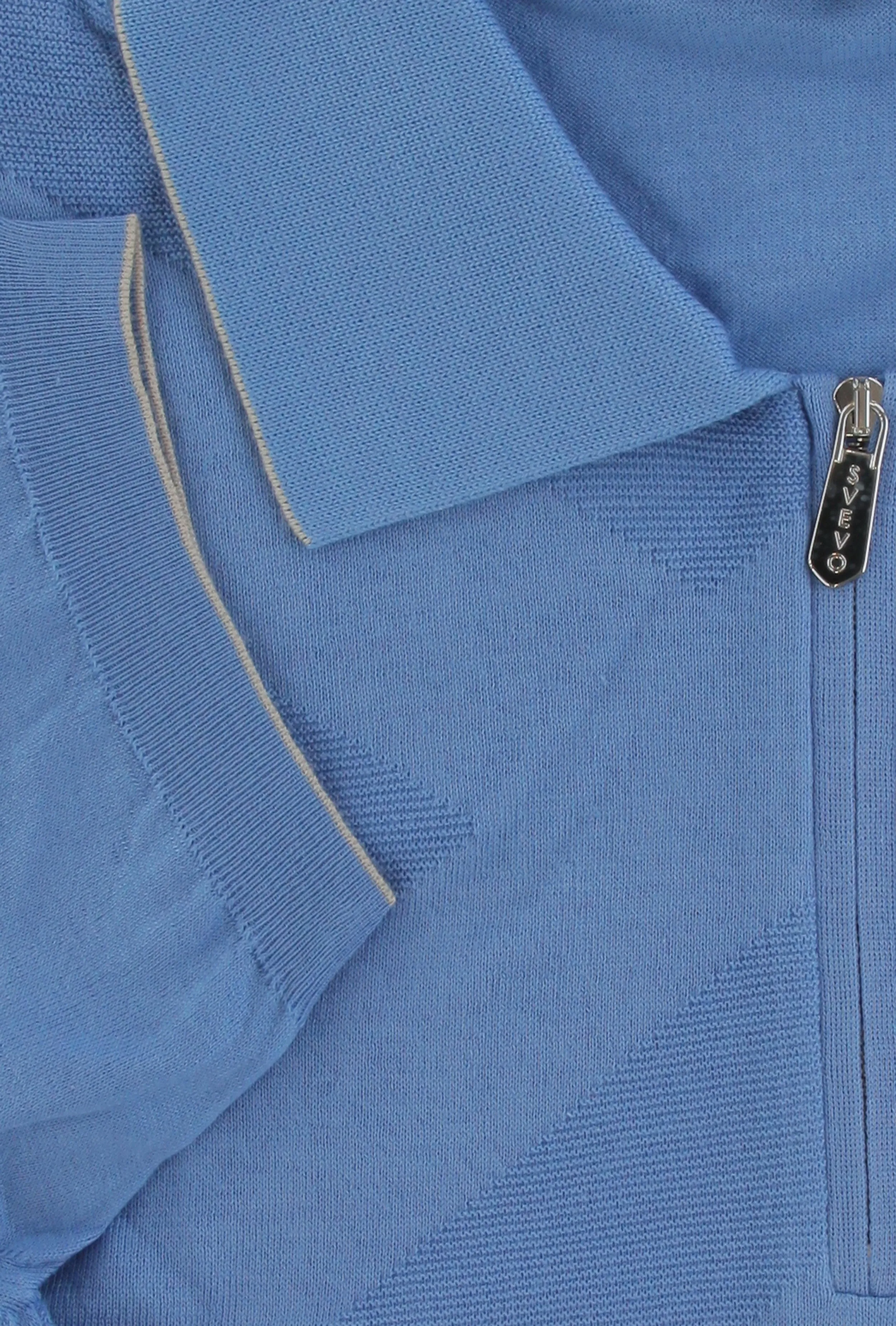 Svevo Parma Blue 1/4 Zip Polo Sweater