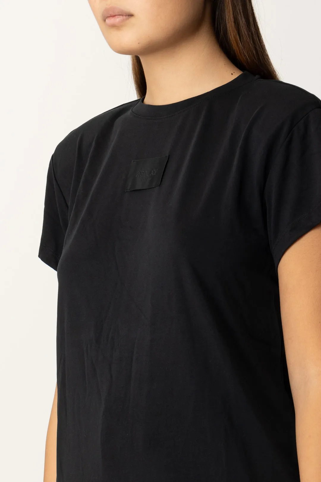T-shirt Girocollo con Etichetta Logo