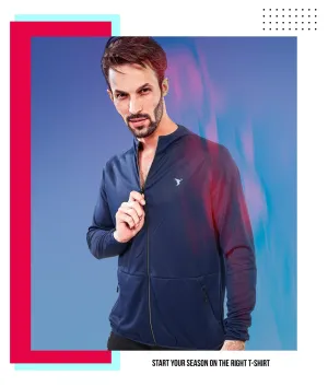 TechnoSport Full Sleeve Full Zip Dry Fit Jacket for Men OR-57 (Navy Blue)