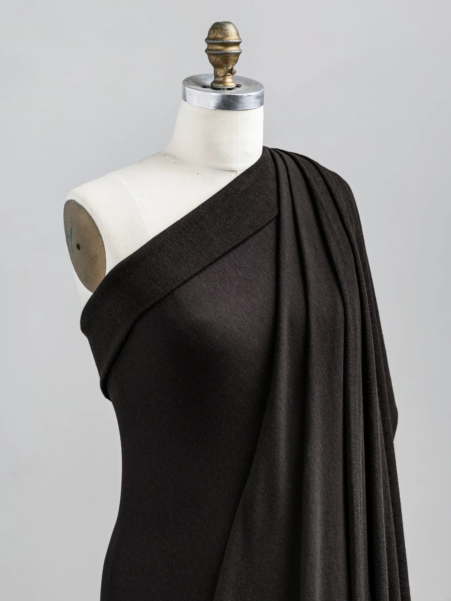 Tencel Lyocell Organic Cotton Stretch French Terry - Dark Coffee - Swatch