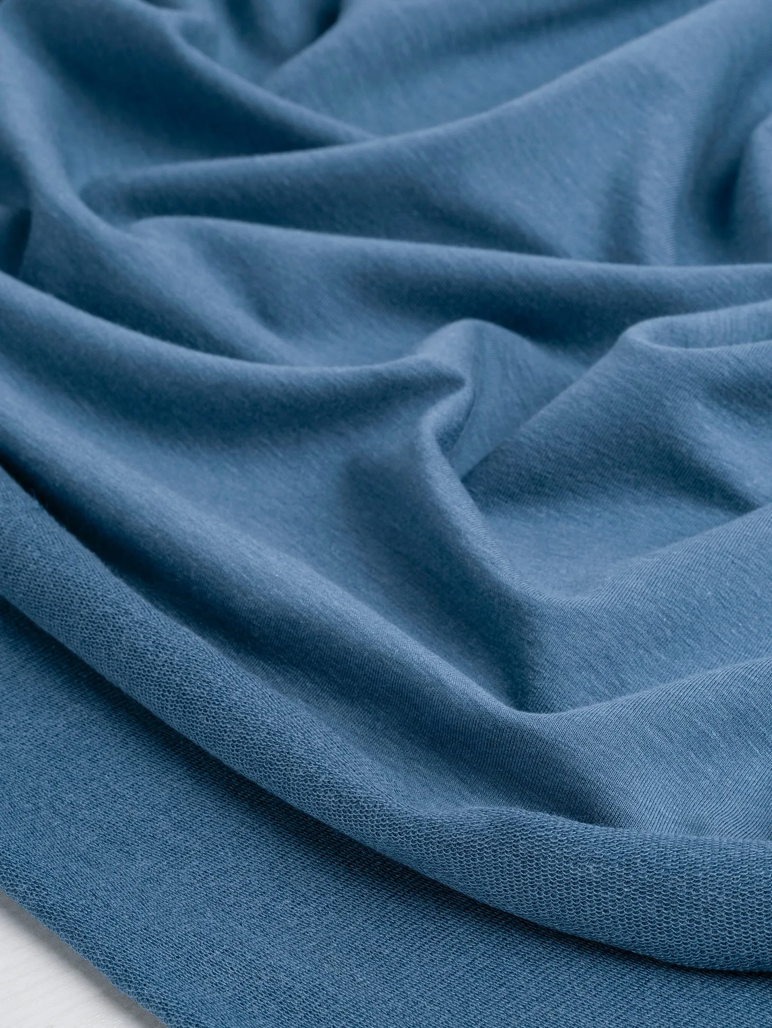 Tencel Lyocell Organic Cotton Stretch French Terry - Steel Blue - Swatch
