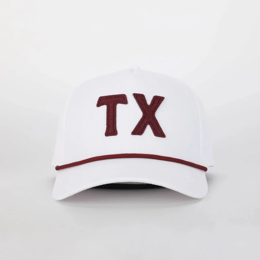 Texas Hat in Stadium White /College Maroon