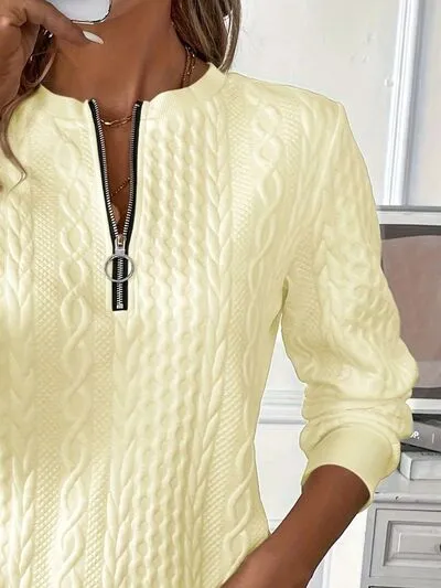 Textuur Half Zip Sweatshirt met Lange Mouwen