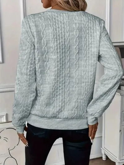 Textuur Half Zip Sweatshirt met Lange Mouwen
