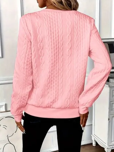 Textuur Half Zip Sweatshirt met Lange Mouwen