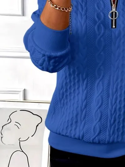 Textuur Half Zip Sweatshirt met Lange Mouwen