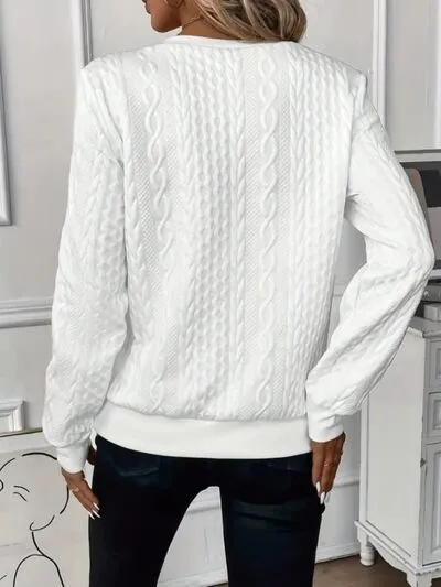 Textuur Half Zip Sweatshirt met Lange Mouwen
