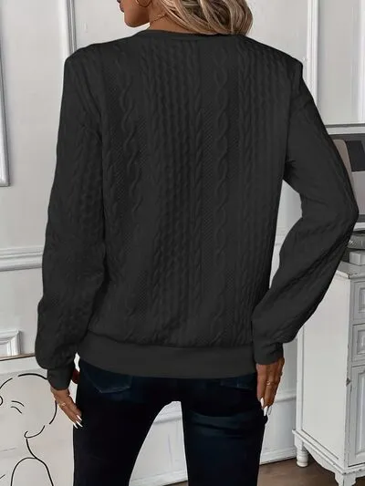 Textuur Half Zip Sweatshirt met Lange Mouwen