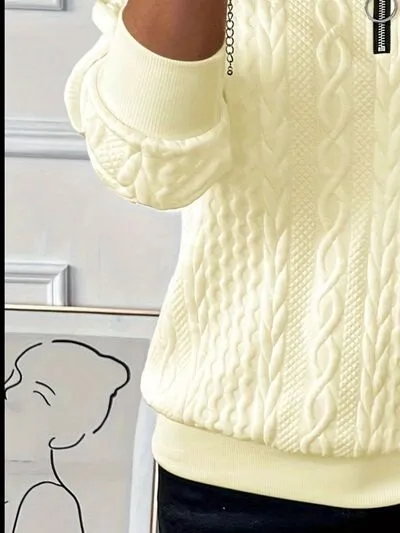 Textuur Half Zip Sweatshirt met Lange Mouwen