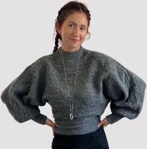 The Betty Sweater - Charcoal Long Dolman Sleeves
