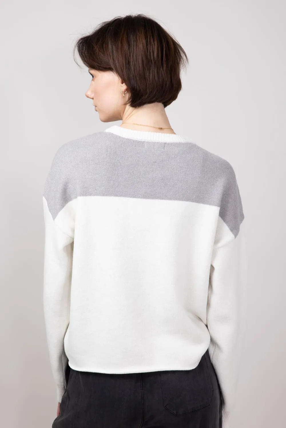 Thread & Supply Color Block Michigan Sweater for Women in Grey | T2442SWTS-GREY