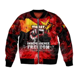 Tigrayans Independence Sleeve Zip Bomber Jacket I Stand with Tigray - Fist of Freedom DT02
