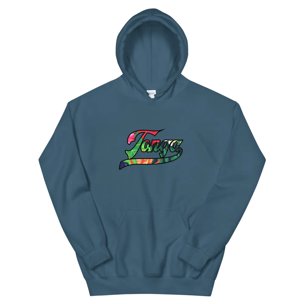 Tonga Script ~ Floral with Black Border *ADULT HOODIE*