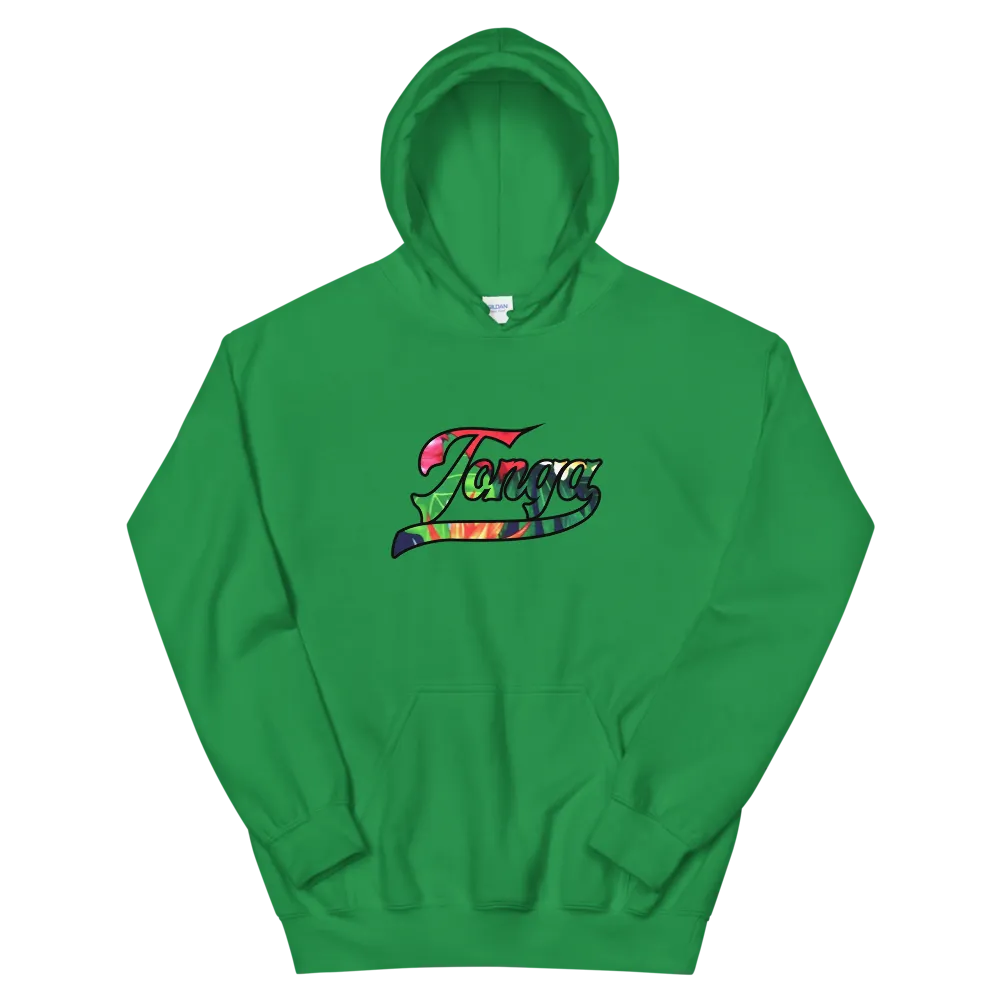 Tonga Script ~ Floral with Black Border *ADULT HOODIE*