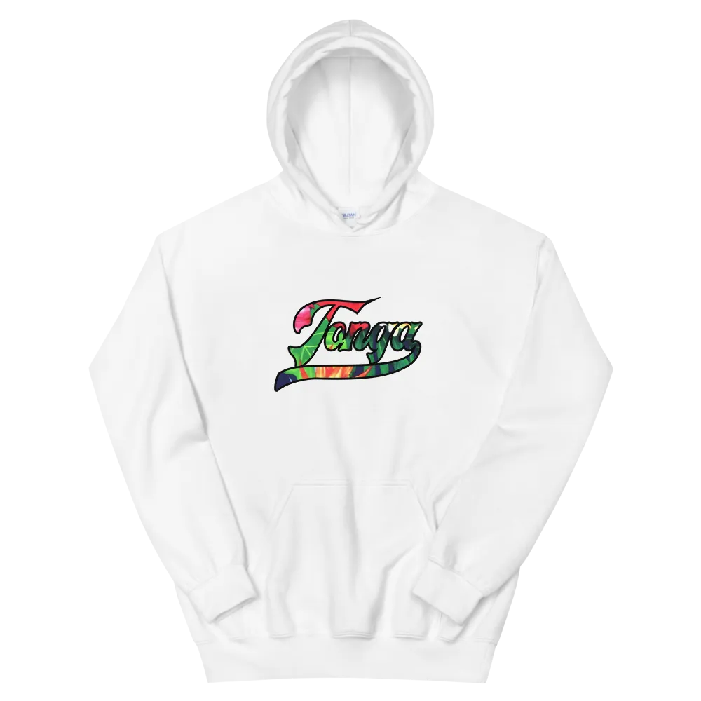 Tonga Script ~ Floral with Black Border *ADULT HOODIE*