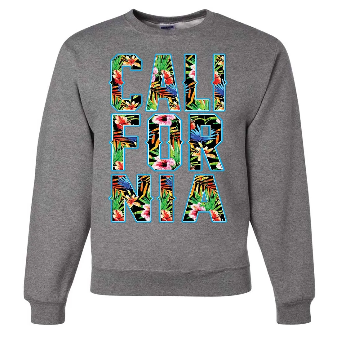 Tropical California Floral Print Crewneck Sweatshirt