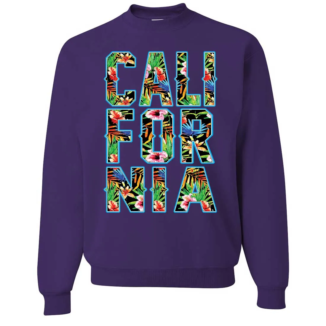 Tropical California Floral Print Crewneck Sweatshirt