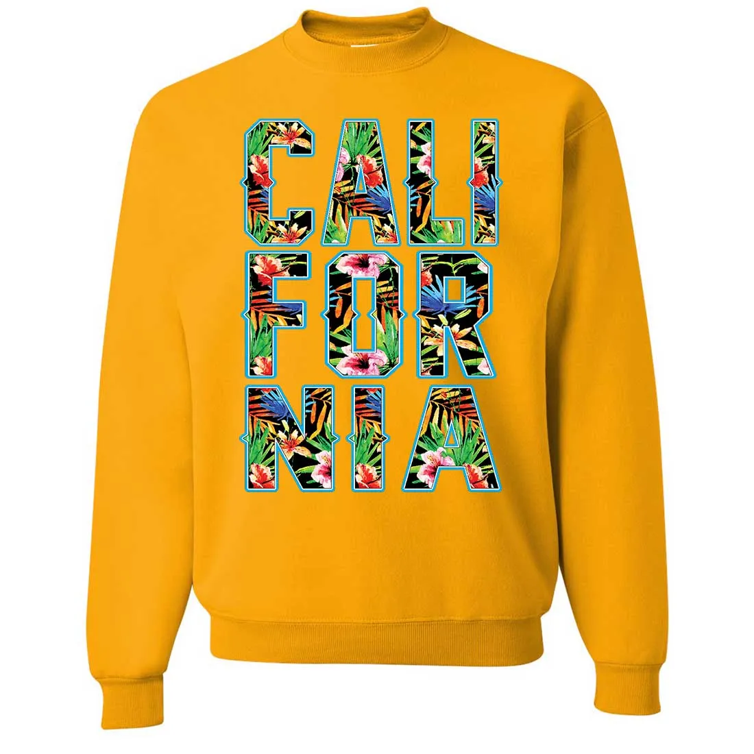 Tropical California Floral Print Crewneck Sweatshirt