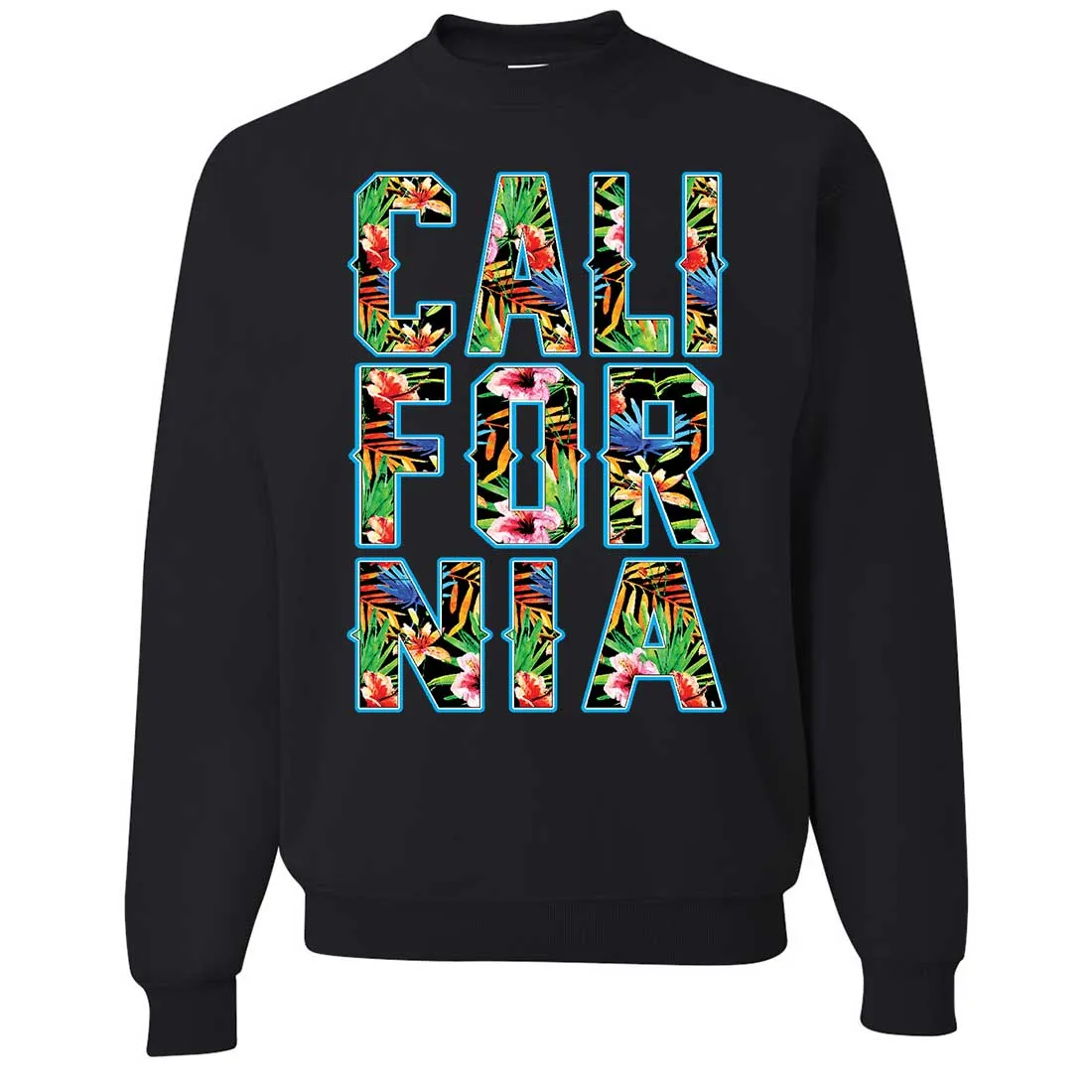 Tropical California Floral Print Crewneck Sweatshirt