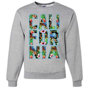 Tropical California Floral Print Crewneck Sweatshirt