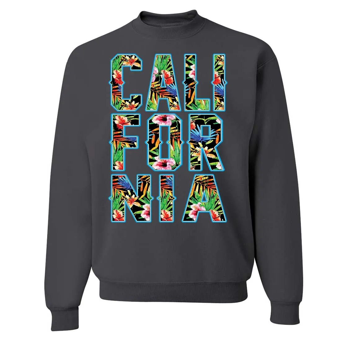 Tropical California Floral Print Crewneck Sweatshirt
