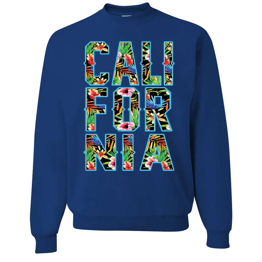 Tropical California Floral Print Crewneck Sweatshirt