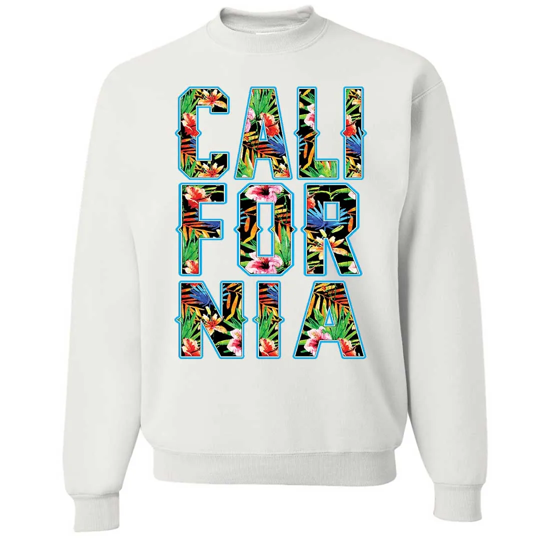 Tropical California Floral Print Crewneck Sweatshirt