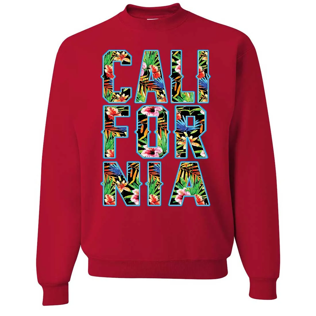 Tropical California Floral Print Crewneck Sweatshirt
