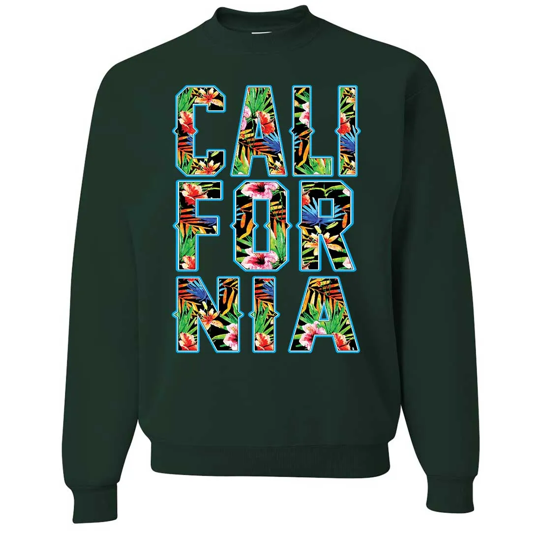 Tropical California Floral Print Crewneck Sweatshirt