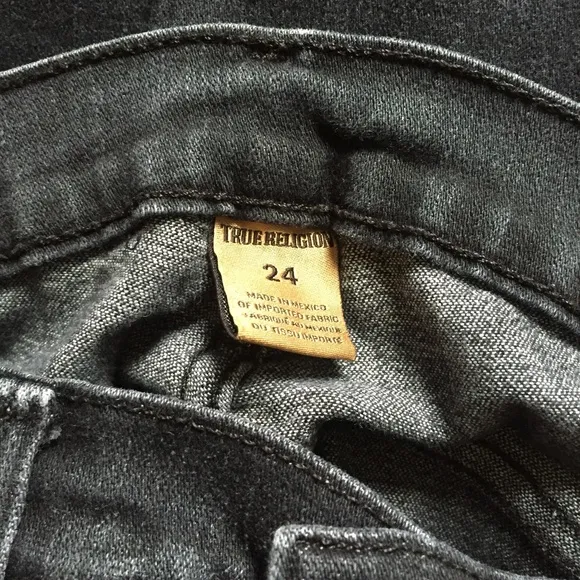TRUE RELIGION Black Halle Mid Rise Skinny Jeans