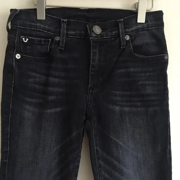 TRUE RELIGION Black Halle Mid Rise Skinny Jeans
