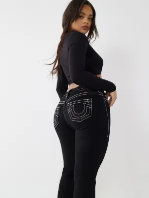 True Religion Womens Big T Becca Bootcut Fit Black Mid Rise Jeans