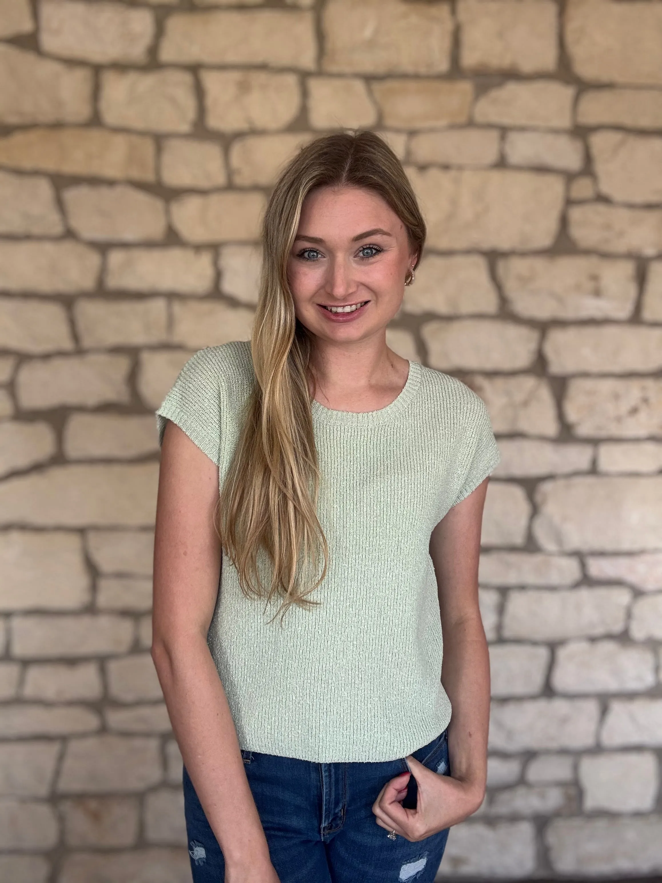 Tulle Bow Sweater Shirt- Sage