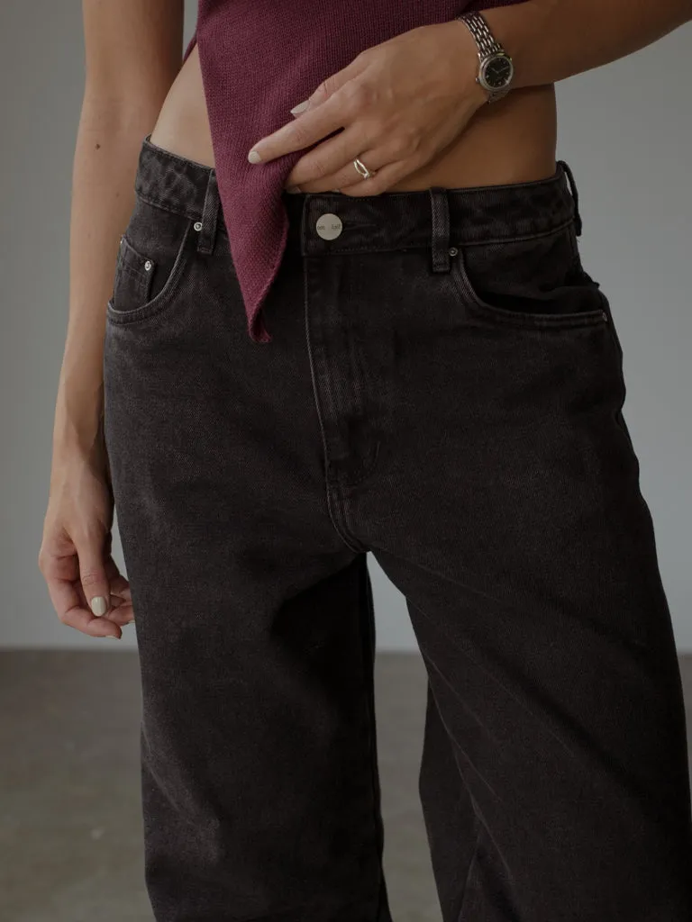 TWIST WIDE JEAN  - BLACK VINTAGE