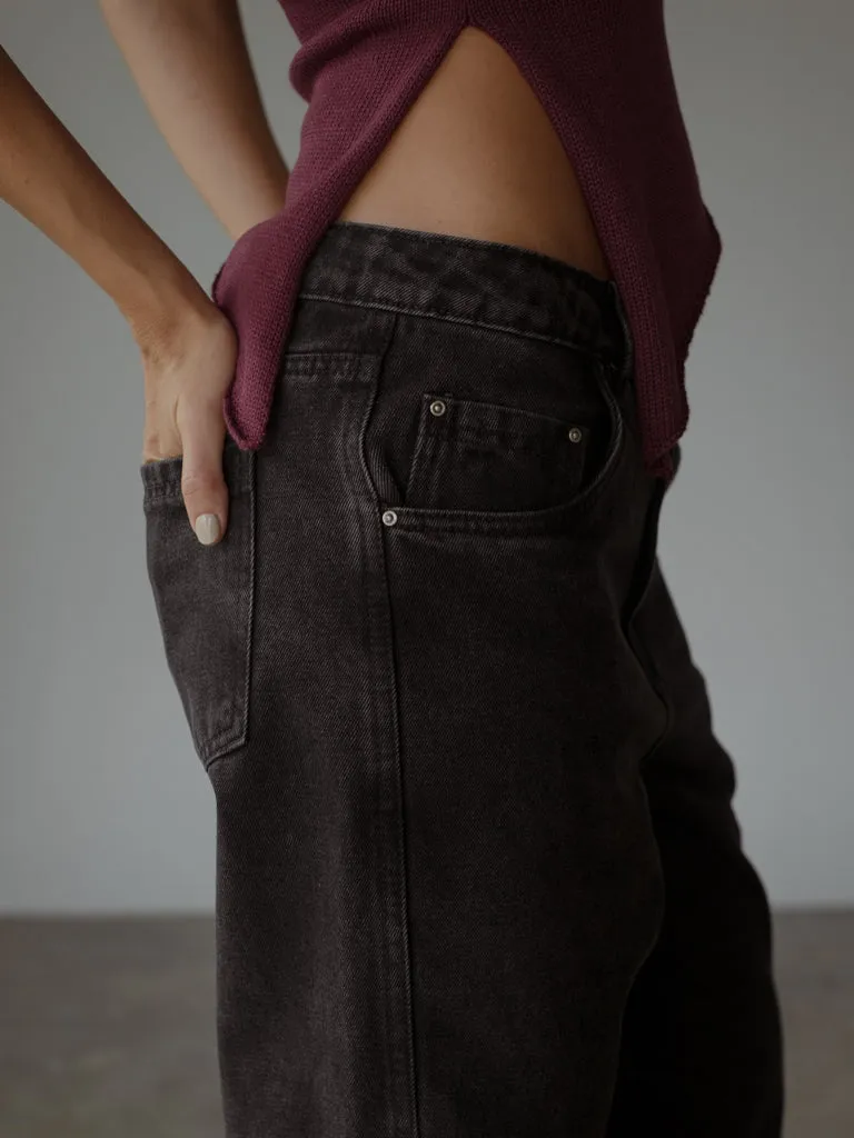 TWIST WIDE JEAN  - BLACK VINTAGE