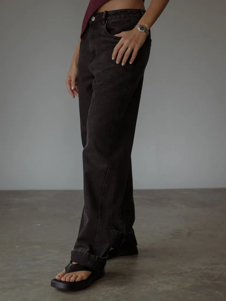 TWIST WIDE JEAN  - BLACK VINTAGE