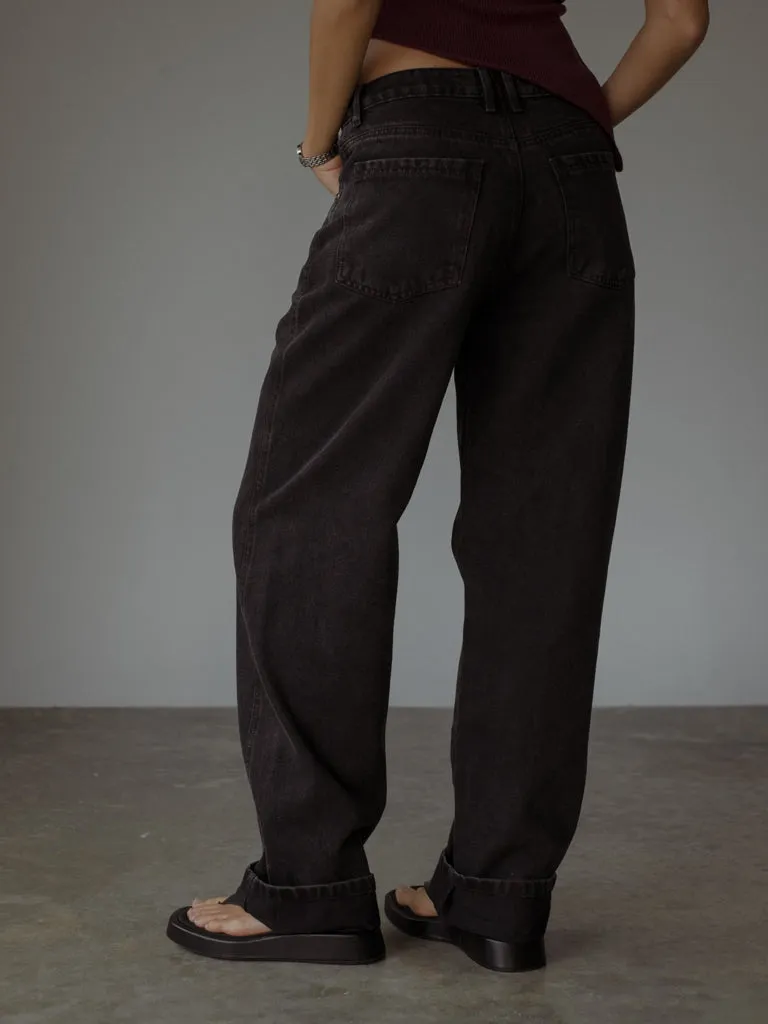 TWIST WIDE JEAN  - BLACK VINTAGE
