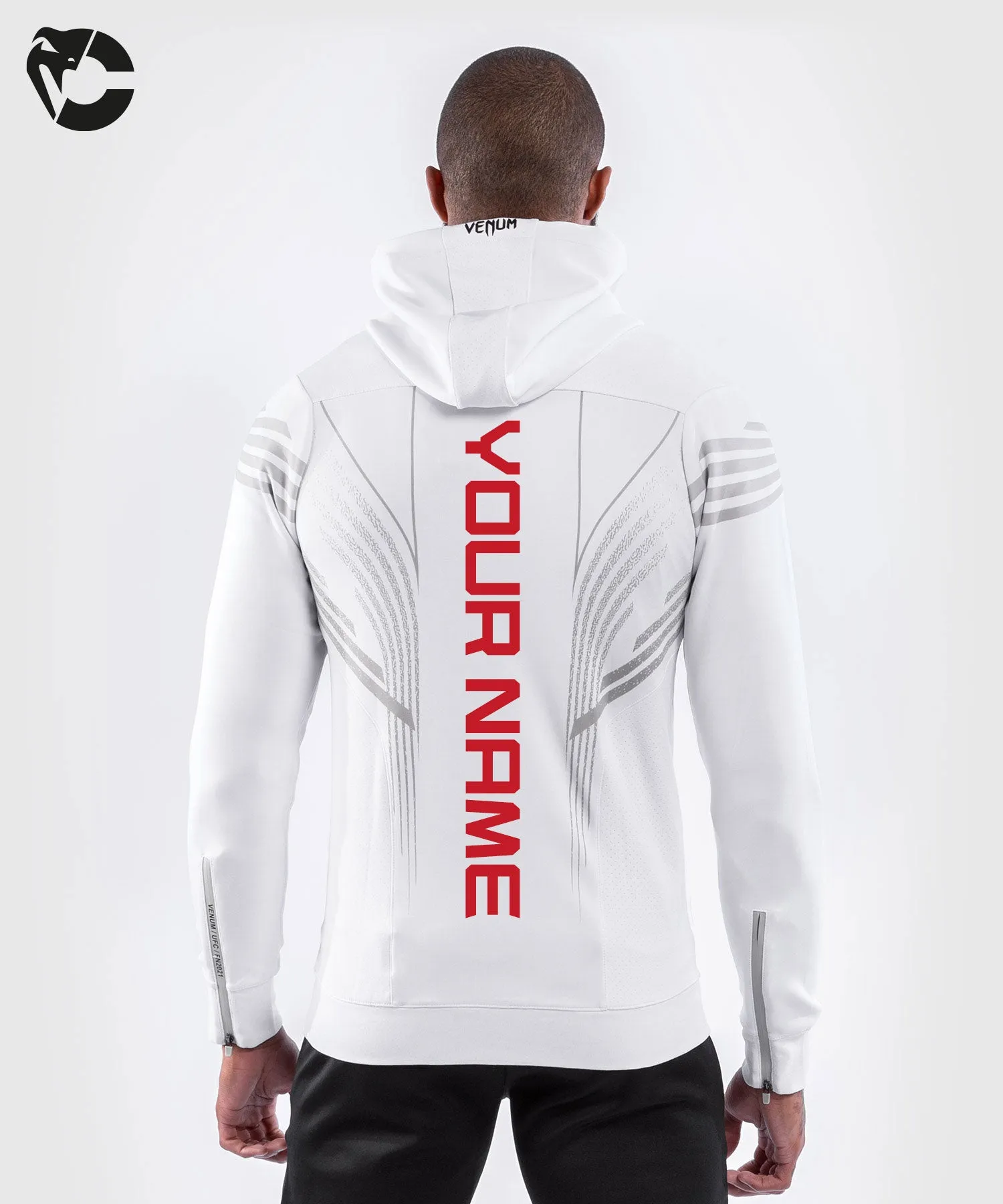 UFC Venum Gepersonaliseerd Authentic Fight Night Walkout Hoodie voor heren - Wit