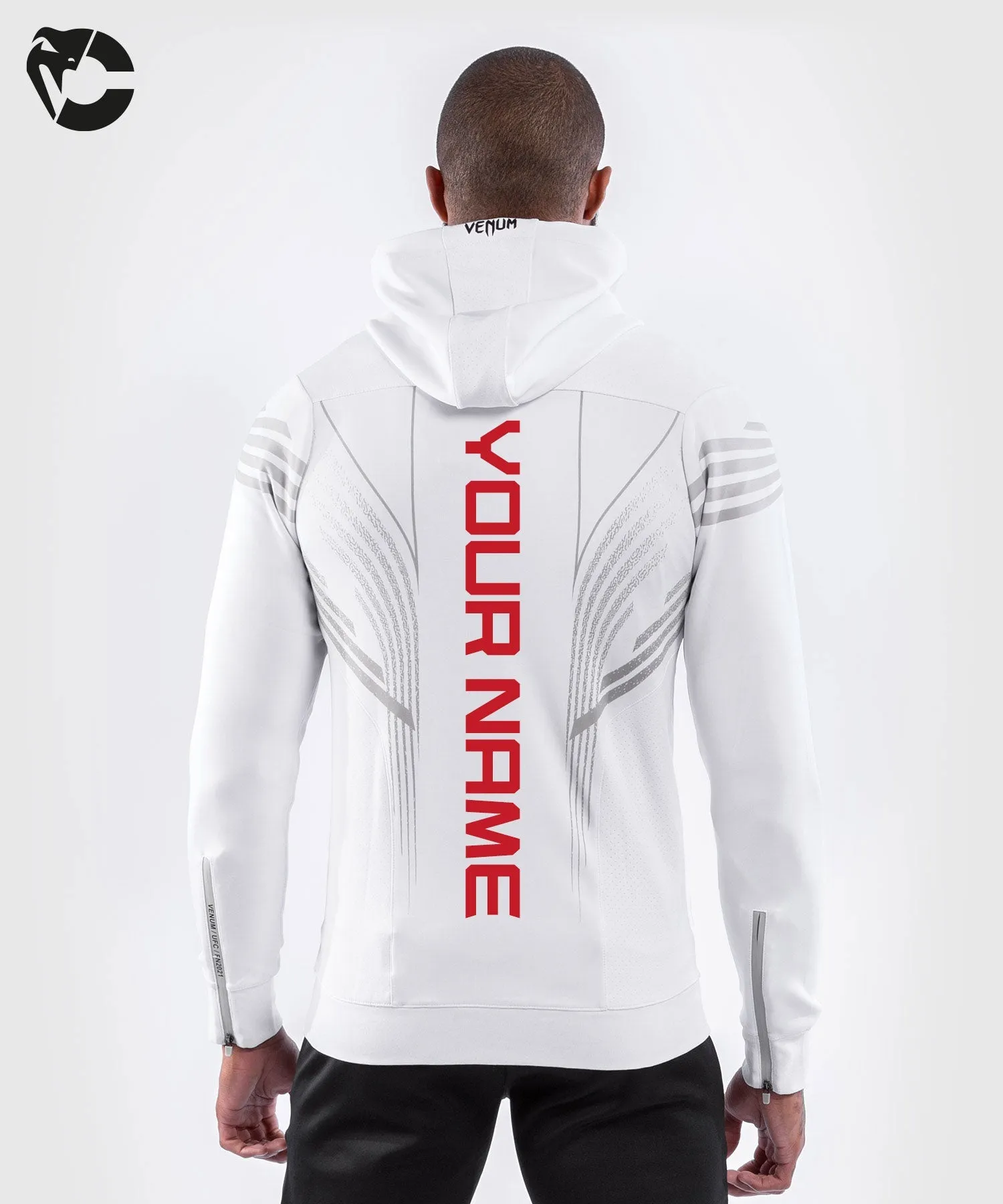 UFC Venum Personalisiert Authentic Fight Night Herren Walkout Hoodie - Weiß