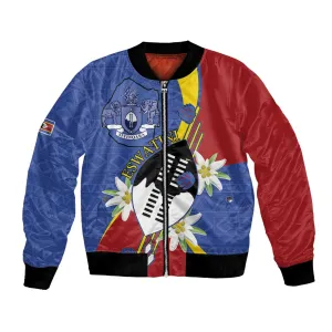 Umbuso weSwatini Bomber Jacket Nguni Shield Edelweiss Flower LT15