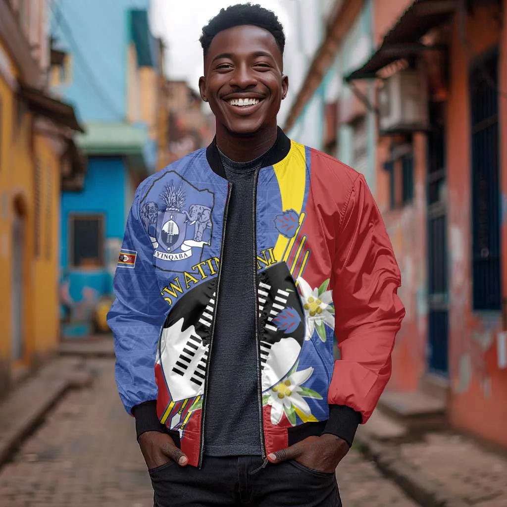 Umbuso weSwatini Bomber Jacket Nguni Shield Edelweiss Flower LT15