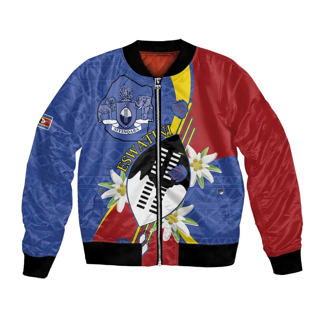 Umbuso weSwatini Bomber Jacket Nguni Shield Edelweiss Flower LT15