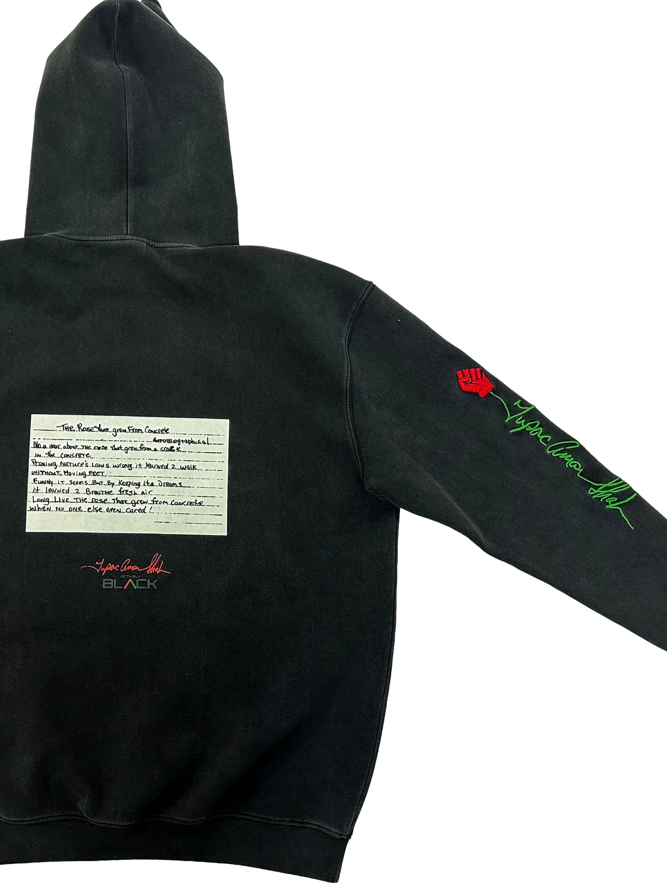 Unisex Tupac x Actively Black Signature Rose Hoodie
